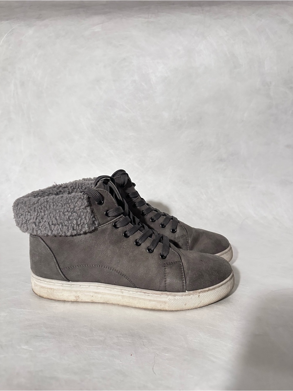 Sonoma Gray Faux-Shearling High-Top Sneakers